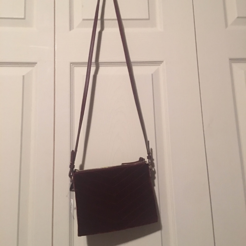 NWT Old Navy Velvet Zippered Red Crossbody Bag One Size